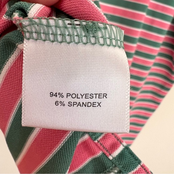 Peter Millar Summer Comfort Polo Shirt XL Pink Green Short Sleeve Striped Golf - Picture 5 of 8